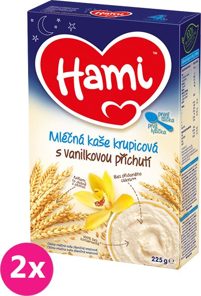 2x HAMI Kaše na dobrou noc, krupicová s příchutí vanilky (225 g) - mléčná kaše - obrázek 1