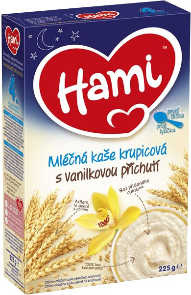 2x HAMI Kaše na dobrou noc, krupicová s příchutí vanilky (225 g) - mléčná kaše - obrázek 2