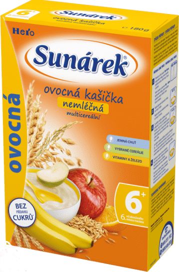 3x SUNÁREK Ovocná s 8 cereáliemi (180 g) - nemléčná kaše - obrázek 2