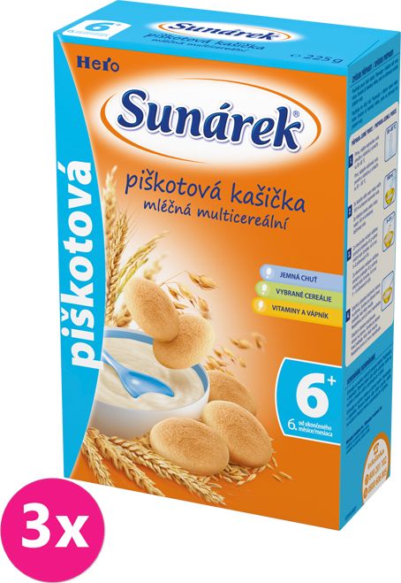 Hero Sunárek Piškotová kašička 3x225g - obrázek 1
