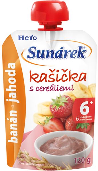 6x SUNÁREK Kašička s cereáliemi banán a jahoda (120 g) - obrázek 2