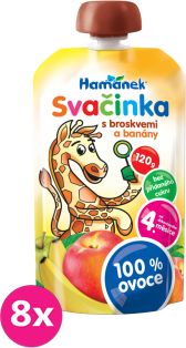 8x HAMÁNEK Svačinka s broskví a banány (120 g) - ovocný příkrm - obrázek 1