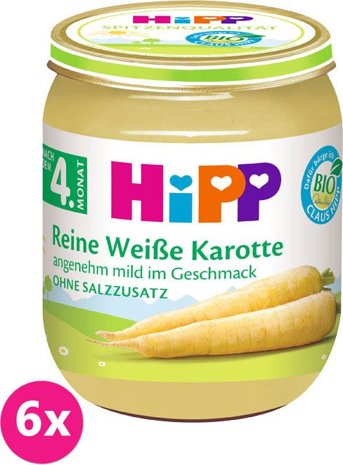 6x HIPP BIO Bílá bezlepková mrkev, 125 g - zeleninový příkrm - obrázek 1
