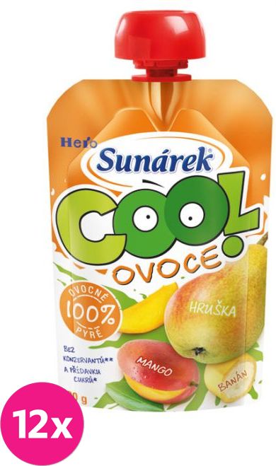 12x SUNÁREK Cool ovoce Hruška-Banán-Mango (120 g) – ovocný příkrm - obrázek 1
