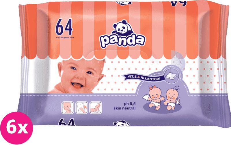 6x BELLA PANDA Vlhčené ubrousky 64 ks - obrázek 1