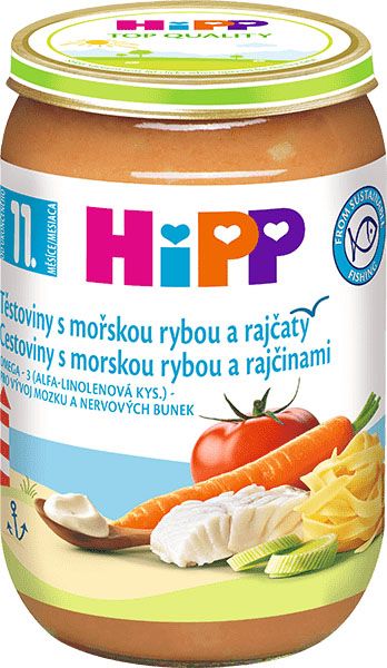 3x HIPP jemné těstoviny s mořskou rybou a rajčaty (220 g) - maso-zeleninový příkrm - obrázek 2