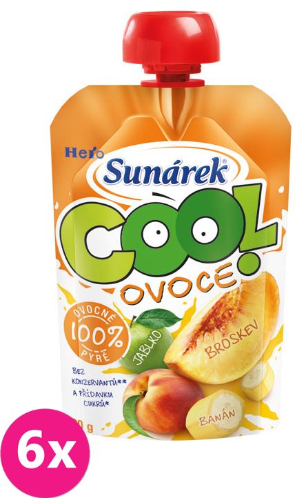 6x SUNÁREK Cool ovoce Broskev-Banán-Jablko (120 g) – ovocný příkrm - obrázek 1