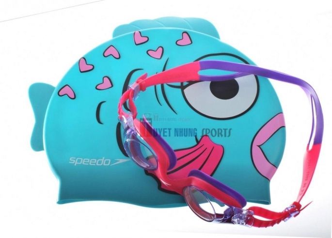 Set dětské plavecké čepice a brýlí Speedo Sea Squad růžový - obrázek 1