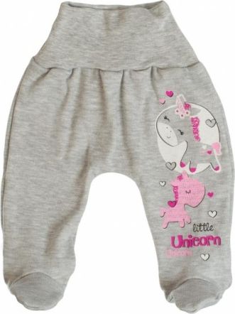 MBaby Bavlněné polodupačky Jednorožec - šedá - obrázek 1