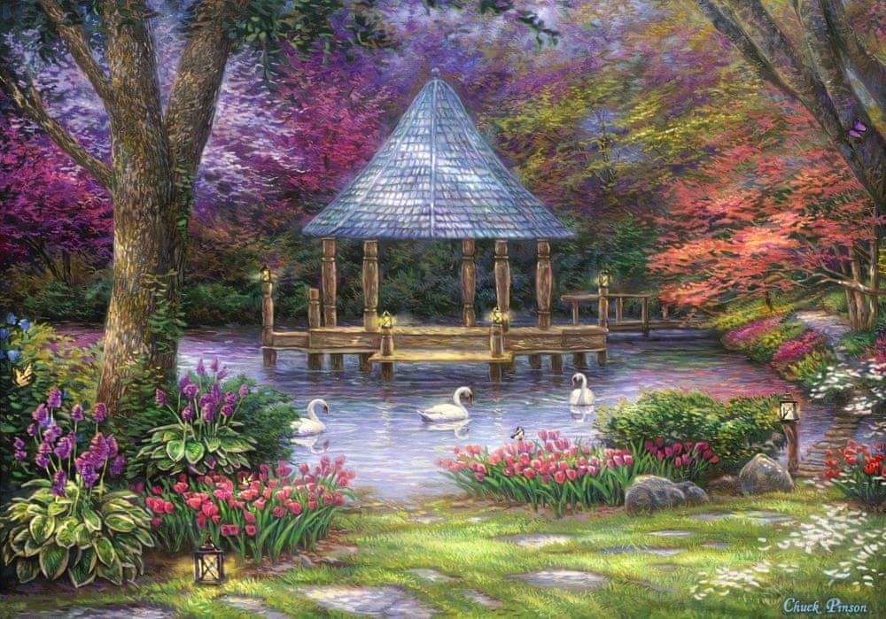Grafika Puzzle 1000 dílků Chuck Pinson - Swan Pond - obrázek 1