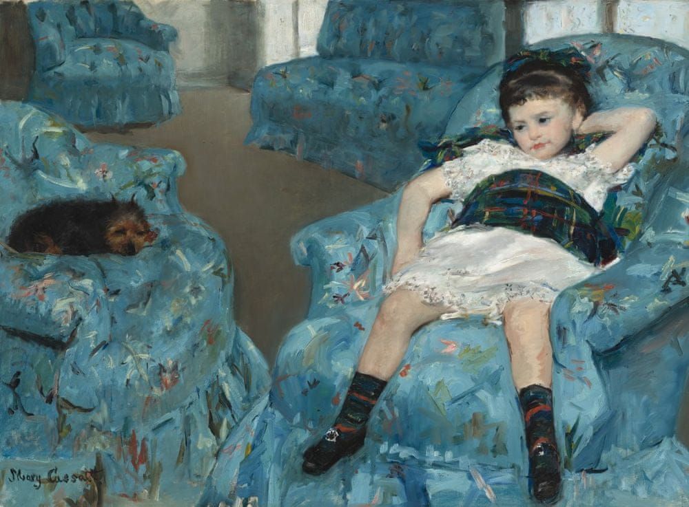 Grafika Puzzle 2000 dílků Mary Cassatt: Little Girl in a Blue Armchair, 1878 - obrázek 1