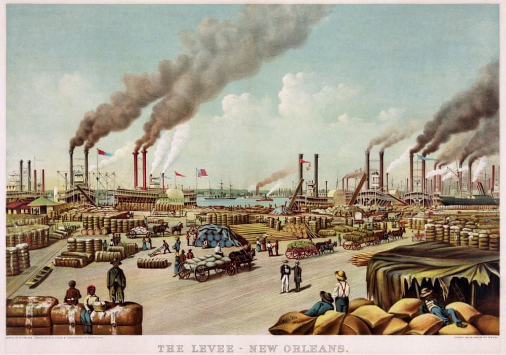 Grafika Puzzle 1000 dílků Affiche Currier & Ives : The levee - New Orleans , - obrázek 1