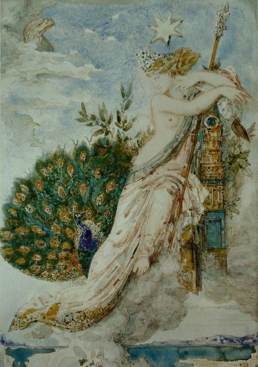 Grafika Puzzle 1000 dílků Gustave Moreau : Le Paon se plaignant à Junon, 1881 - obrázek 1
