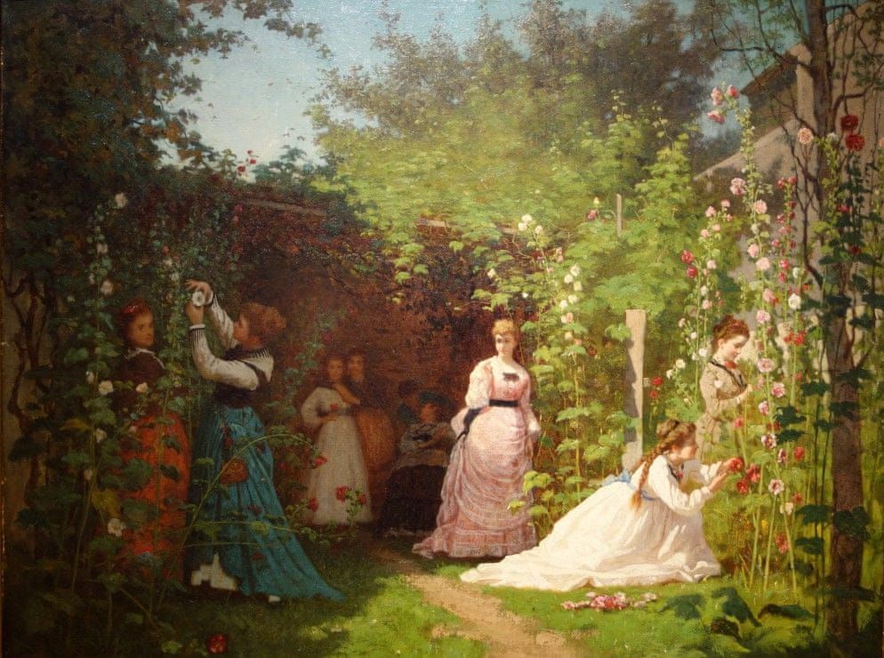 Grafika Puzzle 2000 dílků Jonathan Eastman Johnson : Hollyhocks, 1876 - obrázek 1
