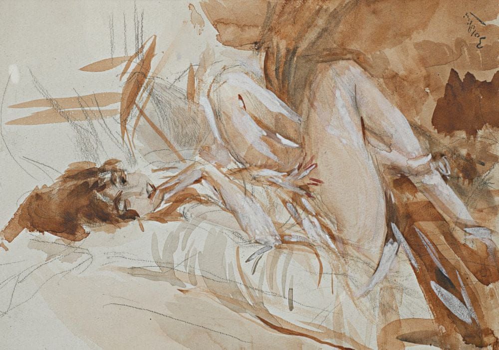 Grafika Puzzle 1000 dílků Giovanni Boldini : Reclining Lady - obrázek 1