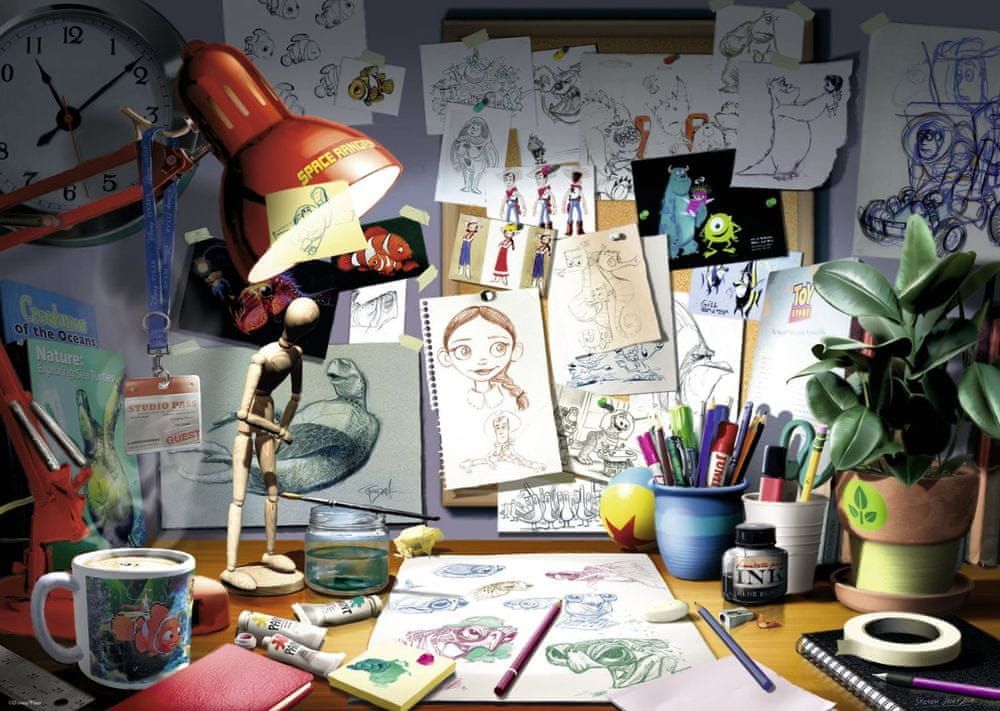 Ravensburger Puzzle 1000 dílků Disney Pixar - The Artist's Desk - obrázek 2