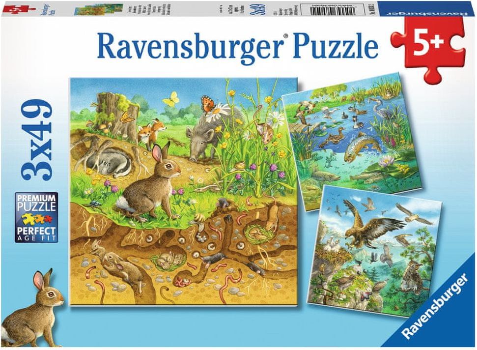 Ravensburger 3 Puzzles - Animals in their Habitats - obrázek 1