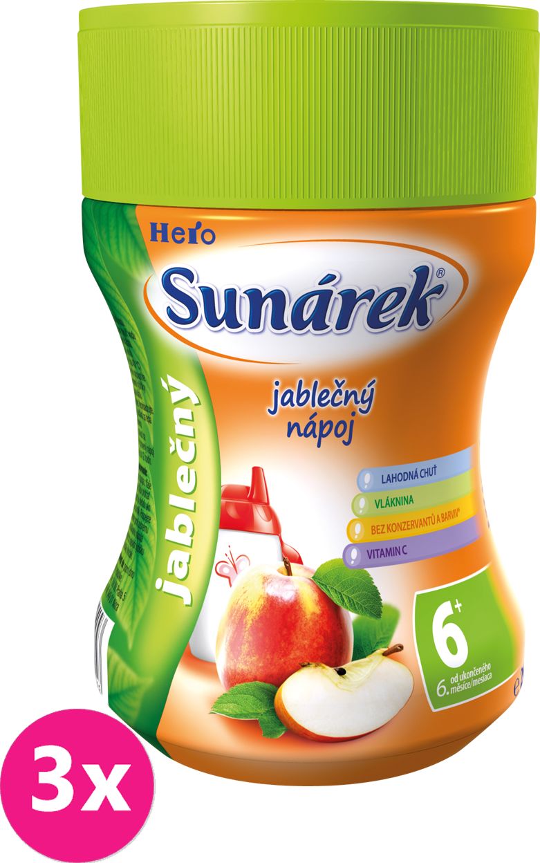 3x SUNÁREK Jablečný rozpustný nápoj - dóza (200 g) - obrázek 1