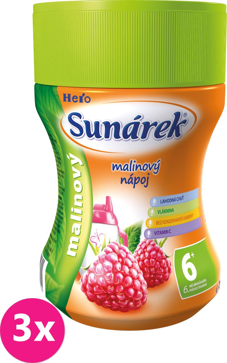 SUNÁREK Malinový rozpustný nápoj 3 x 200 g - obrázek 1