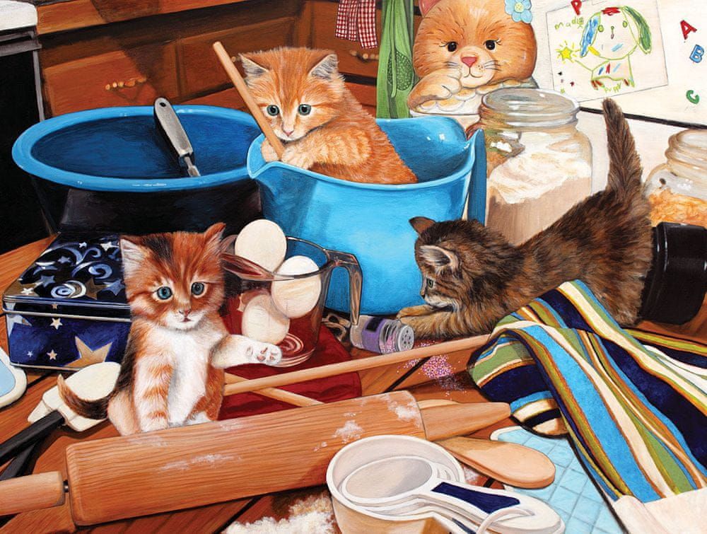SunsOut Puzzle 1000 dílků Julie Bauknecht - Kittens in the Kitchen - obrázek 1