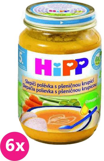 6x HIPP BIO Kuřecí polévka s pšeničnou krupicí (190 g) - obrázek 1