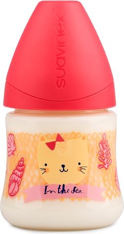 Suavinex KOJENECKÁ LÁHEV 150ml ANATOMICKÁ SAV.silikon - RŮŽOVÉ MOŘE - obrázek 1