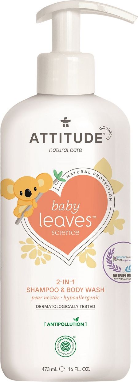 ATTITUDE Baby Leaves Mýdlo a šampon 2v1 hruška 473 ml - obrázek 1