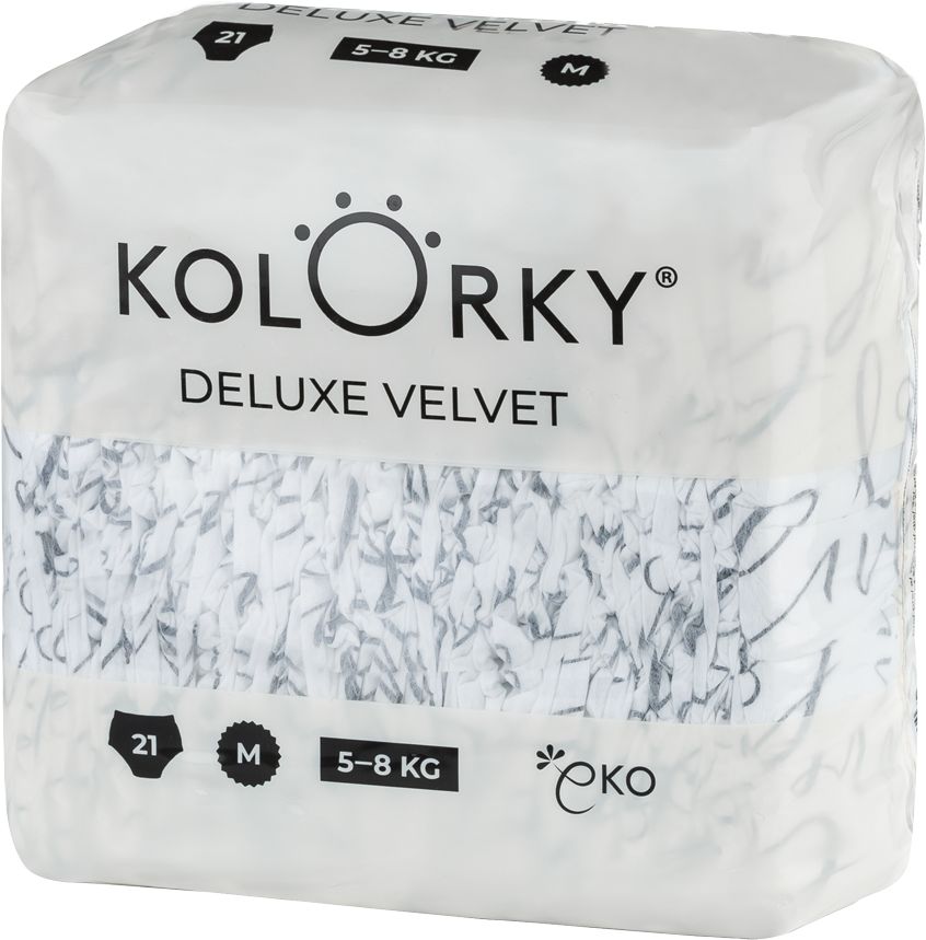 KOLORKY DELUXE VELVET - M (5-8 kg) - 21 ks- jednorázové eko plenky se sametovým povrchem - obrázek 1