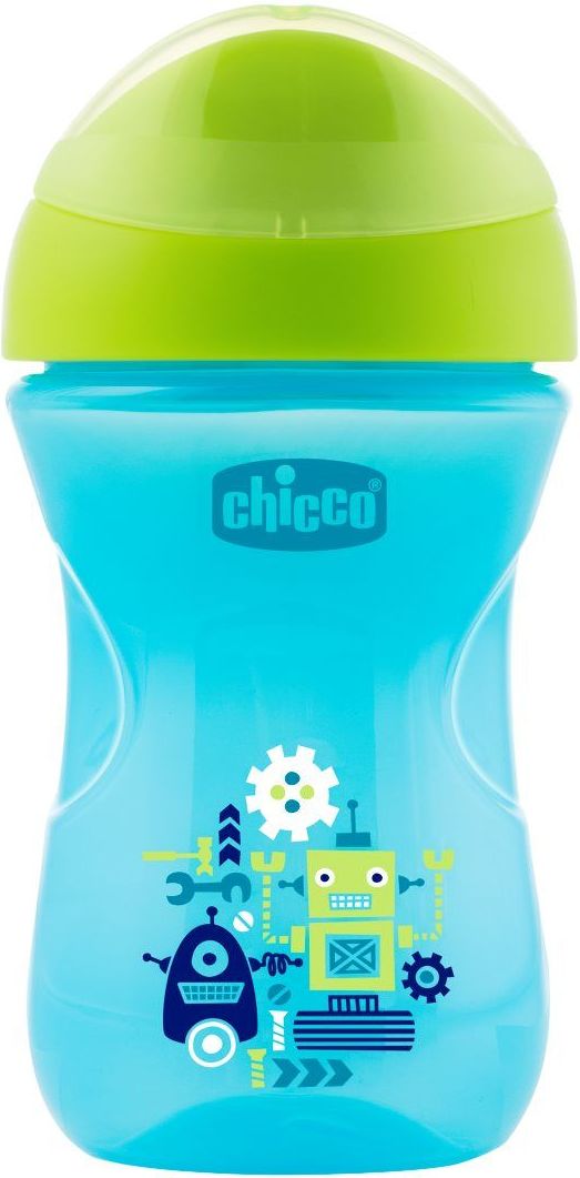 CHICCO Hrneček Snadný s hubičkou 266 ml, modrý, robot 12m+ - obrázek 1