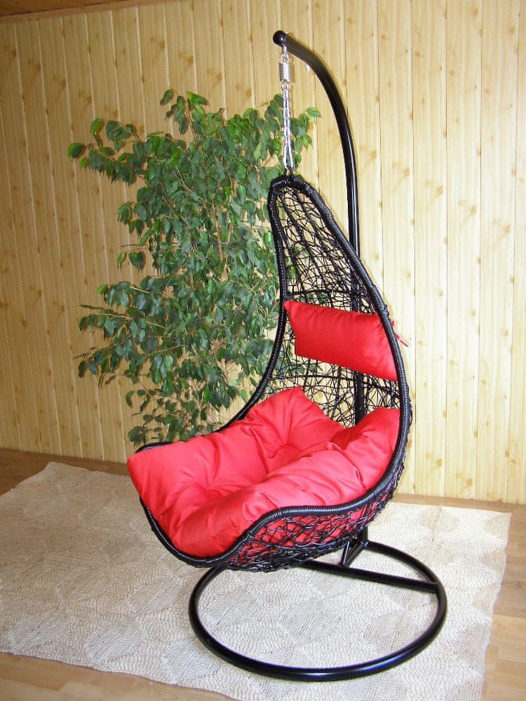 FORLIVING Závěsné relaxační křeslo NELA - červený sedák - obrázek 1