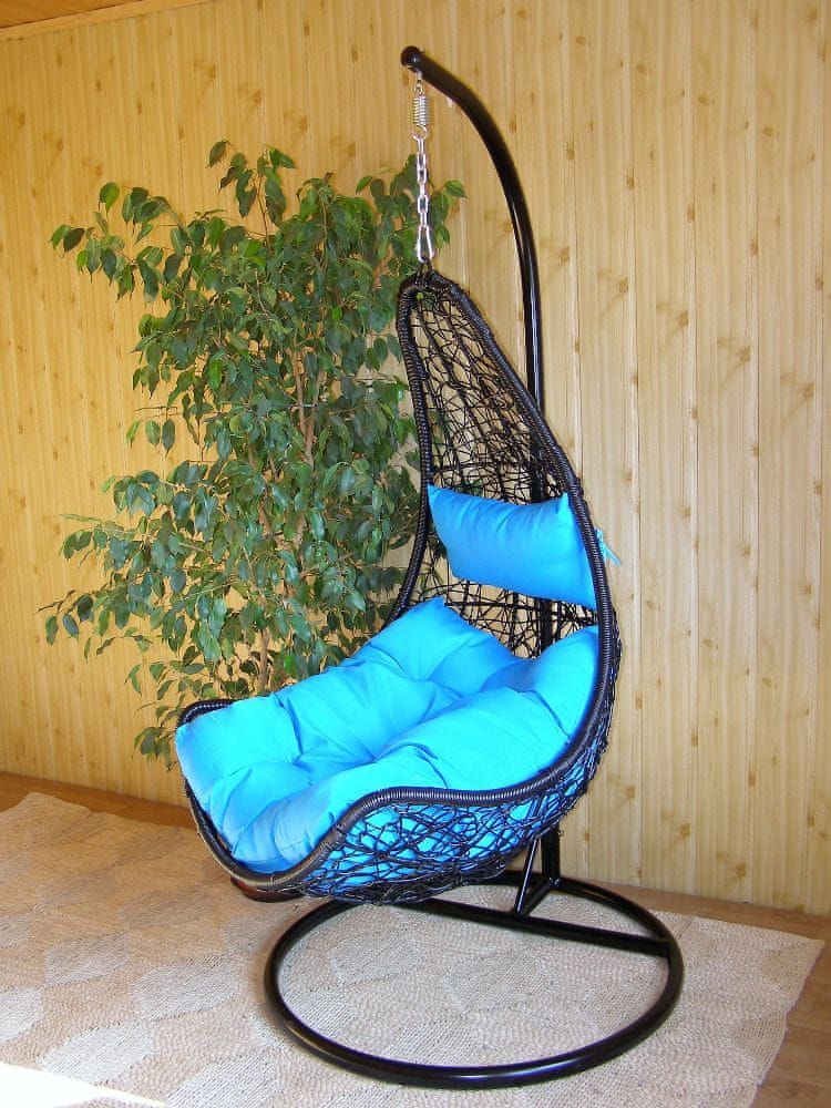 Závěsné relaxační křeslo NELA - modrý sedák - obrázek 1