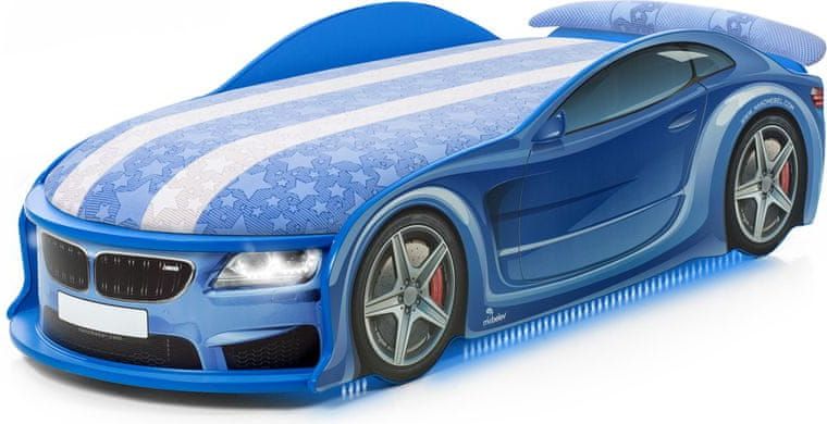 Futuka Kids Autopostel řady UNO "S-Alcantara", LED světla, Spodní světlo, Spojler - modrá - obrázek 1