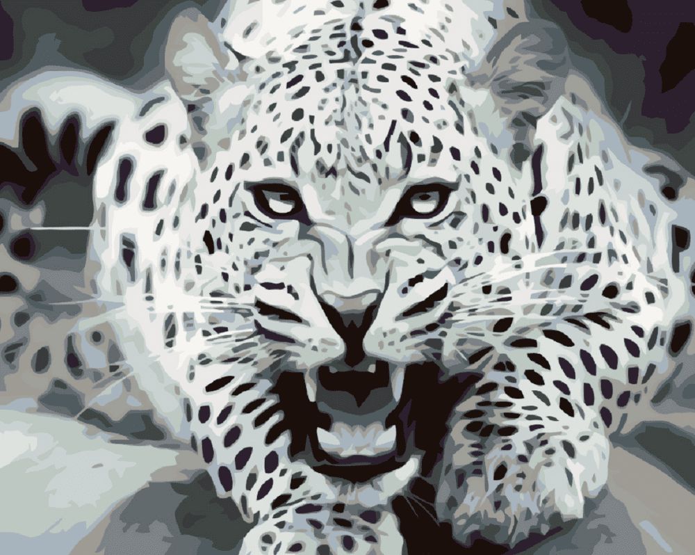 Maluješ Malování podle čísel - ČERNOBÍLÝ LEOPARD - 80x100, nevypnuté - obrázek 1