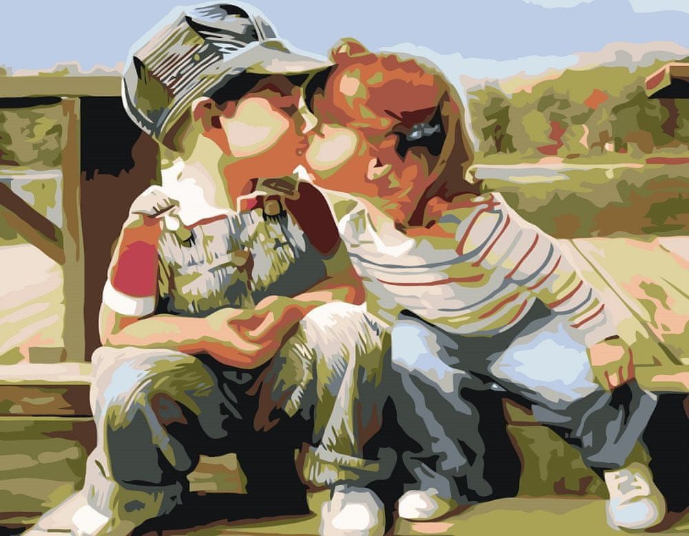 Maluješ Malování podle čísel - DĚTSKÝ POLIBEK - 80x100, vypnuté - obrázek 1