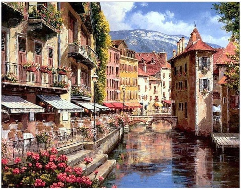 Maluješ Malování podle čísel - MĚSTO NA ŘECE - 80x100, nevypnuté - obrázek 1