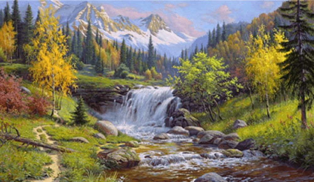 Maluješ Malování podle čísel - TEKOUCÍ POTOK Z HOR - 40x50, vypnuté - obrázek 1