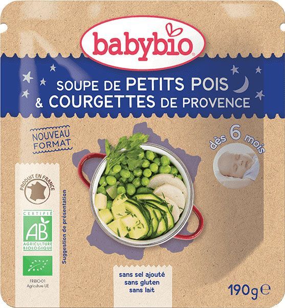 3x BABYBIO Hrášková polévka s cuketou (190 g) - obrázek 2