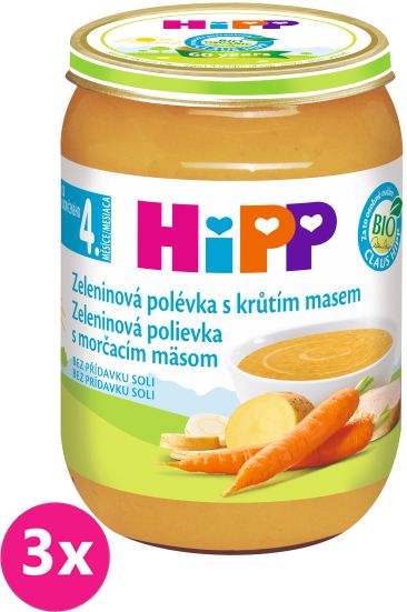 3x HIPP BIO Zeleninová polévka s krůtím masem (190 g) - obrázek 1