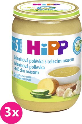 3x HIPP BIO Zeleninová polévka s telecím masem (190 g) - obrázek 1