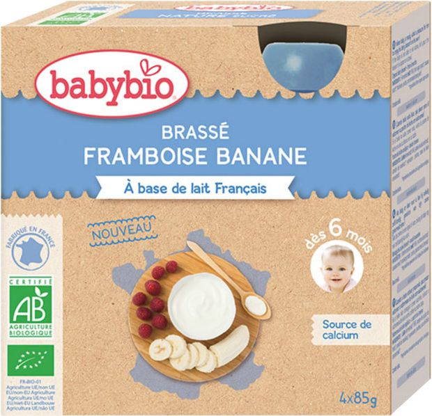 BABYBIO Mléčný dezert malina banán 4x85 g - obrázek 1