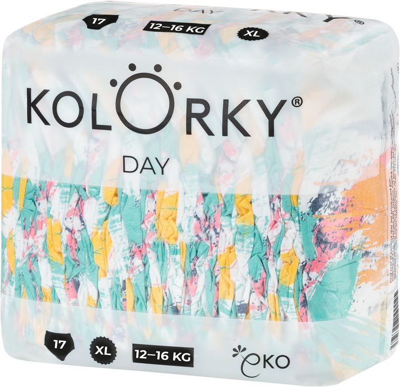 KOLORKY DAY - štětce - XL (12-16 kg) - 17 ks - jednorázové eko plenky - obrázek 1