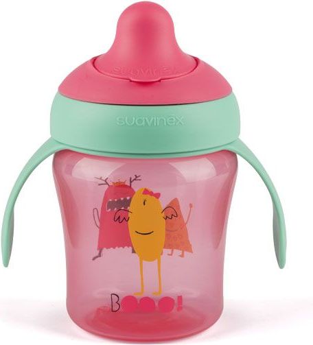 Suavinex nerozlitný hrníček Booo 200ml růžový - obrázek 1