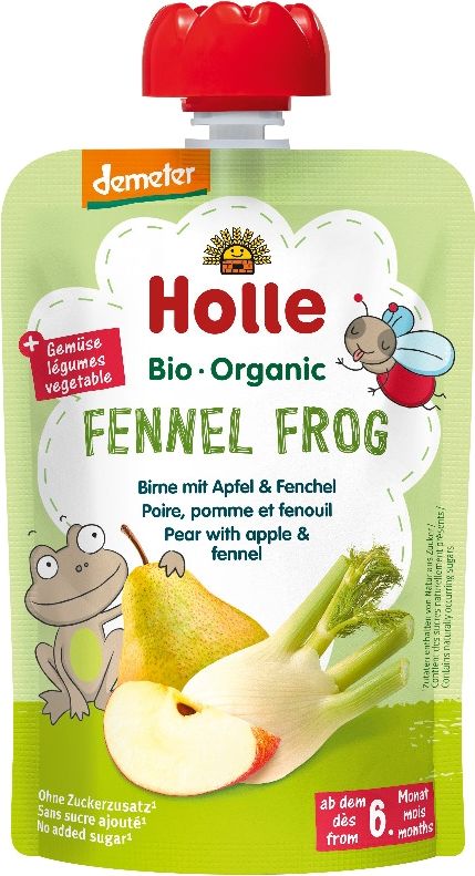 3x HOLLE Fennel Frog Bio pyré hruška, jablko, fenykl, 100 g (6 m+) - obrázek 2