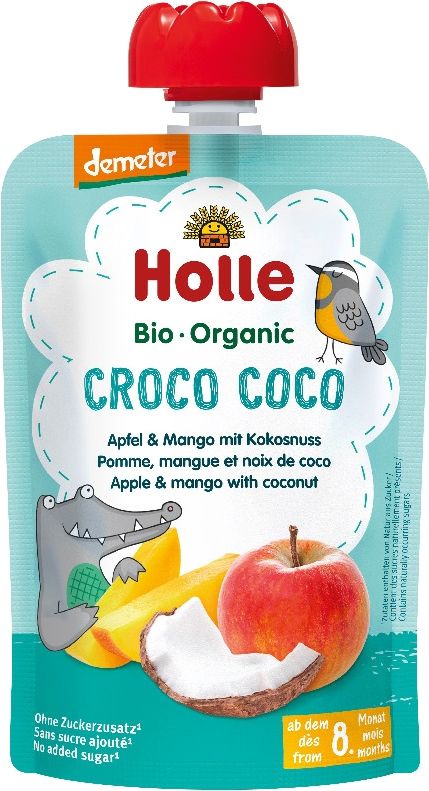 Holle Croco Coco Bio ovocné pyré jablko mango a kokos 3 x 100 g - obrázek 2