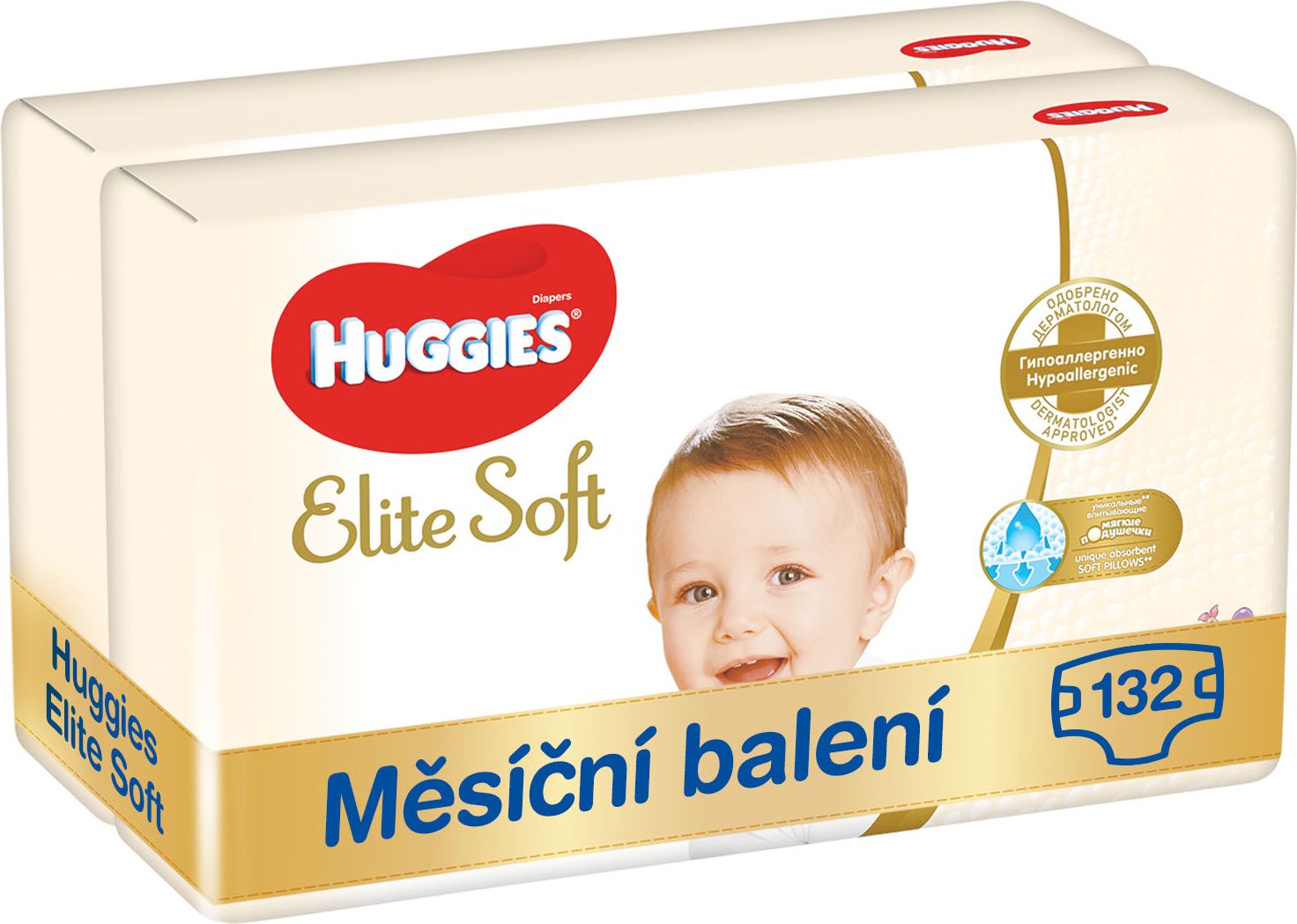HUGGIES Elite Soft 4 (132 ks) měsíční balení - jednorázové pleny - obrázek 1