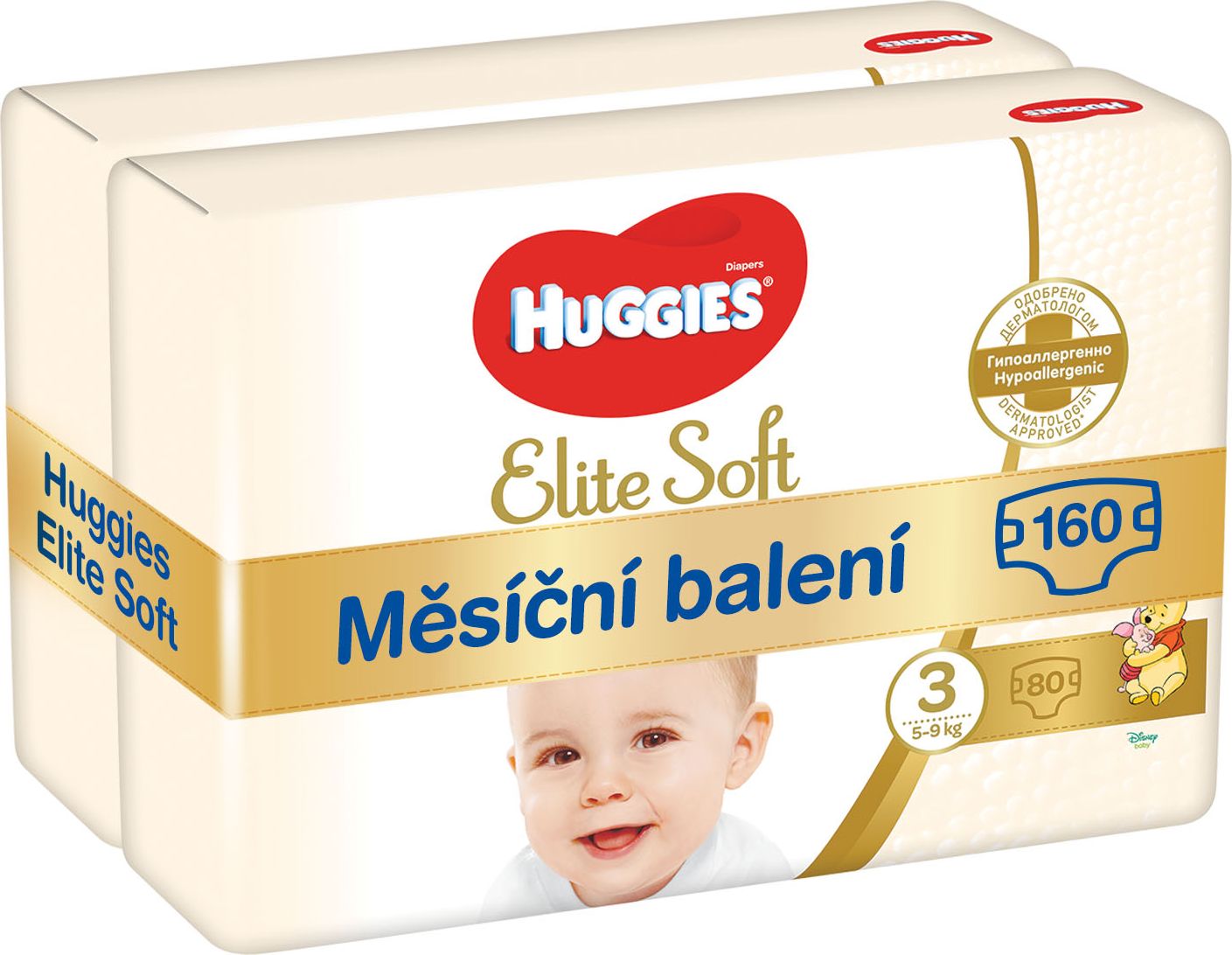 HUGGIES Elite Soft 3 (160 ks) měsíční balení - jednorázové pleny - obrázek 1