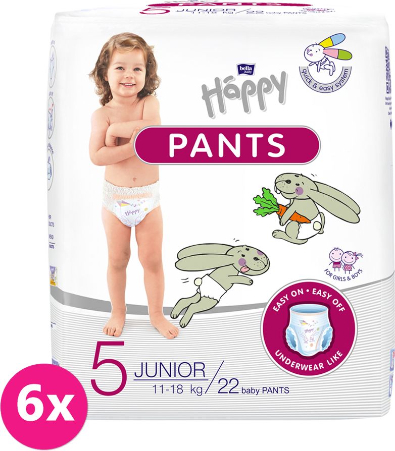 BELLA HAPPY Pants Junior (11-18 kg) 132 ks MĚSÍČNÍ BALENÍ– jenorázové pleny - obrázek 1