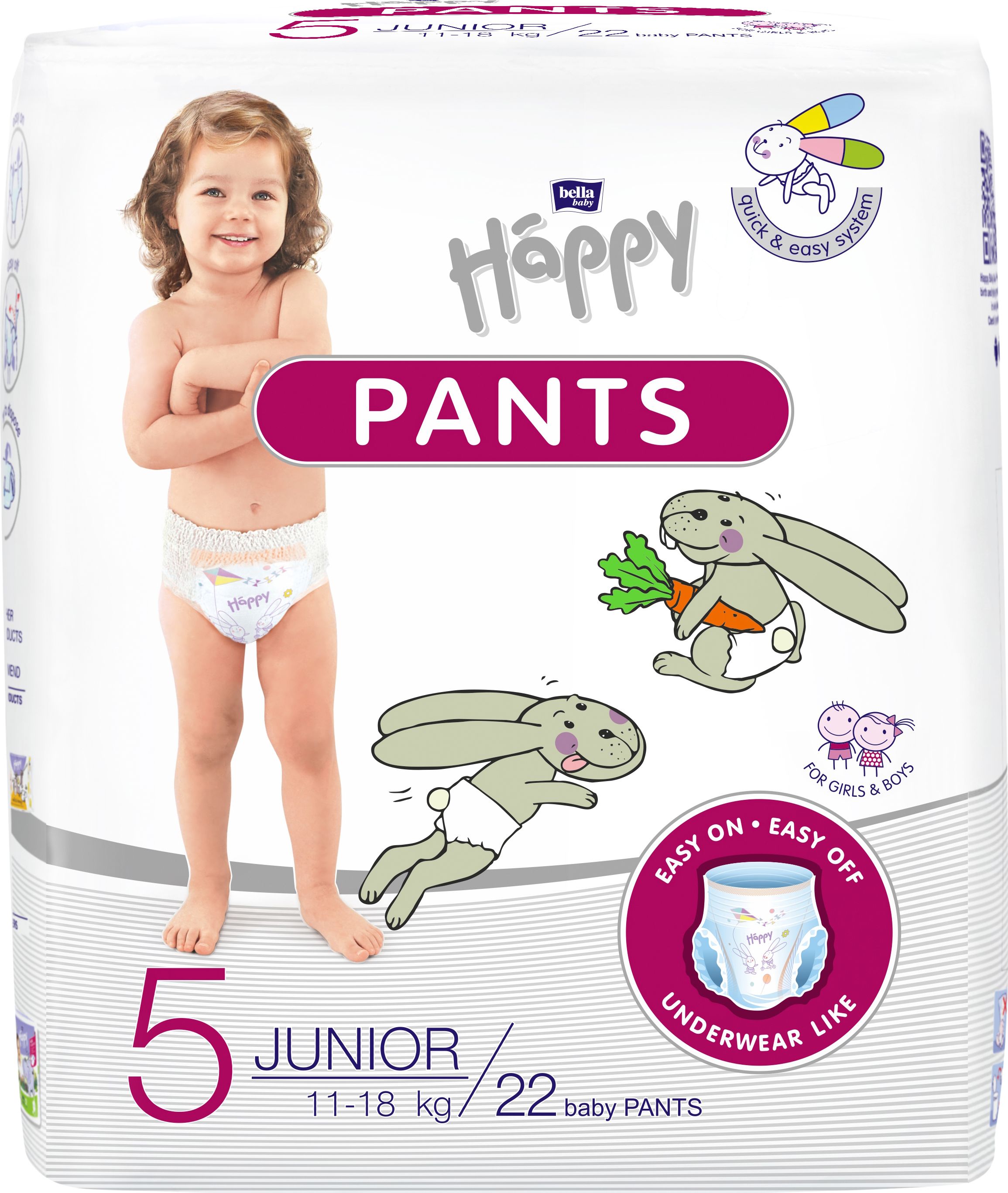 BELLA HAPPY Pants Junior (11-18 kg) 132 ks MĚSÍČNÍ BALENÍ– jenorázové pleny - obrázek 2