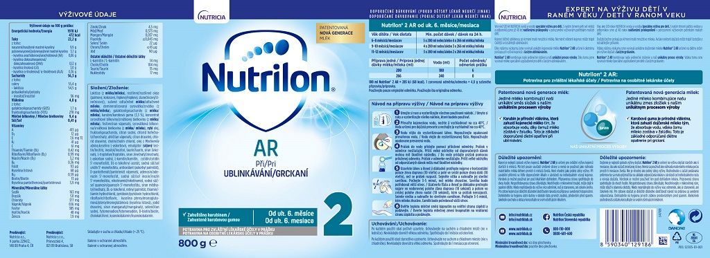 6x NUTRILON 2 AR speciální pokračovací mléko 800 g, 6+ - obrázek 3