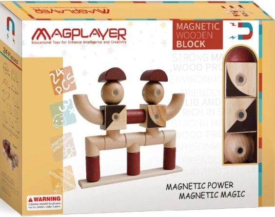 MAGPLAYER Magplayer dřevěná magnetická stavebnice II 24 ks - obrázek 1